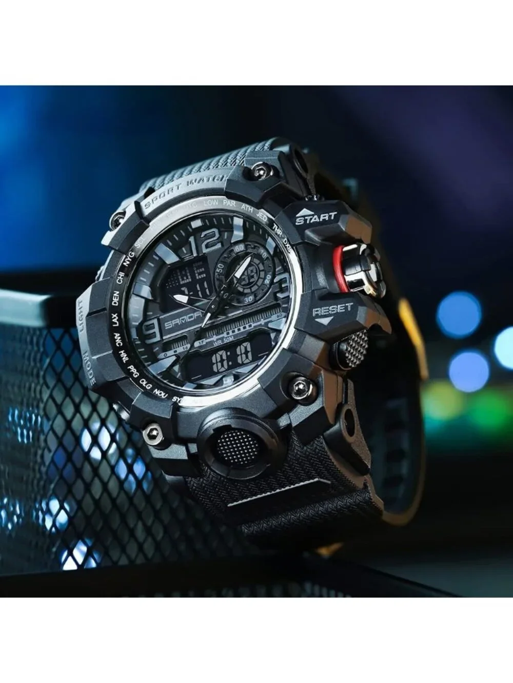 Men's Black Analog Quartz Sports Waterproof Military Tactical LED Digital Watch